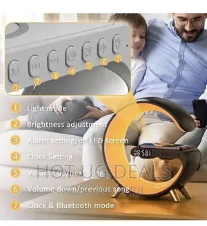 Wireless Bluetooth Speaker With Led, Clock, Charging Station