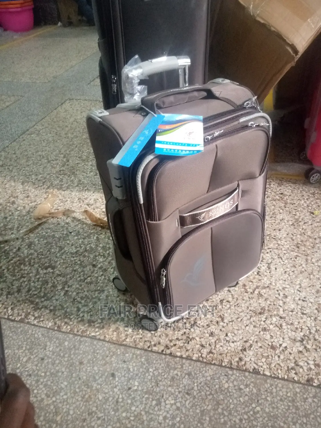 Original KZGS Double Wheels Cloth Suitcase.Small.( Brown)