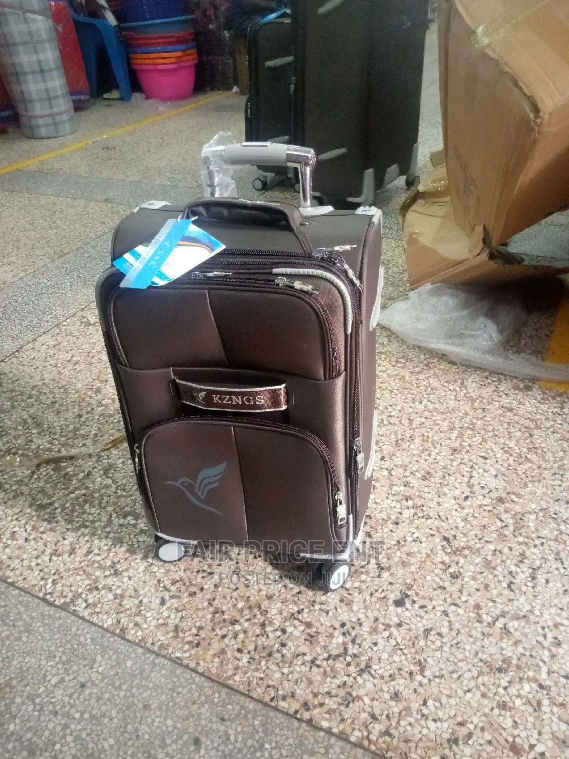 Original KZGS Double Wheels Cloth Suitcase.Small.( Brown)