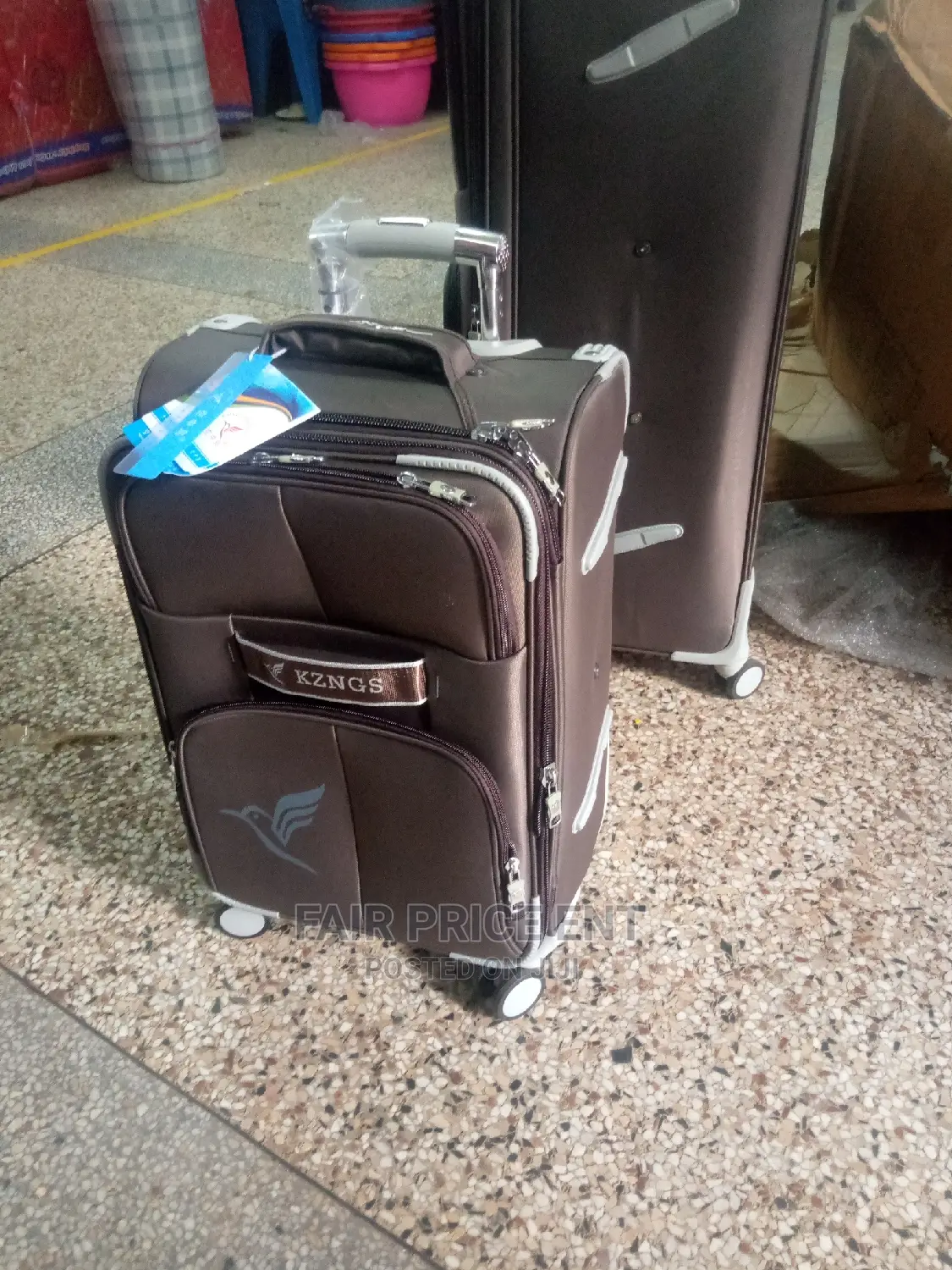 Original KZGS Double Wheels Cloth Suitcase.Small.( Brown)