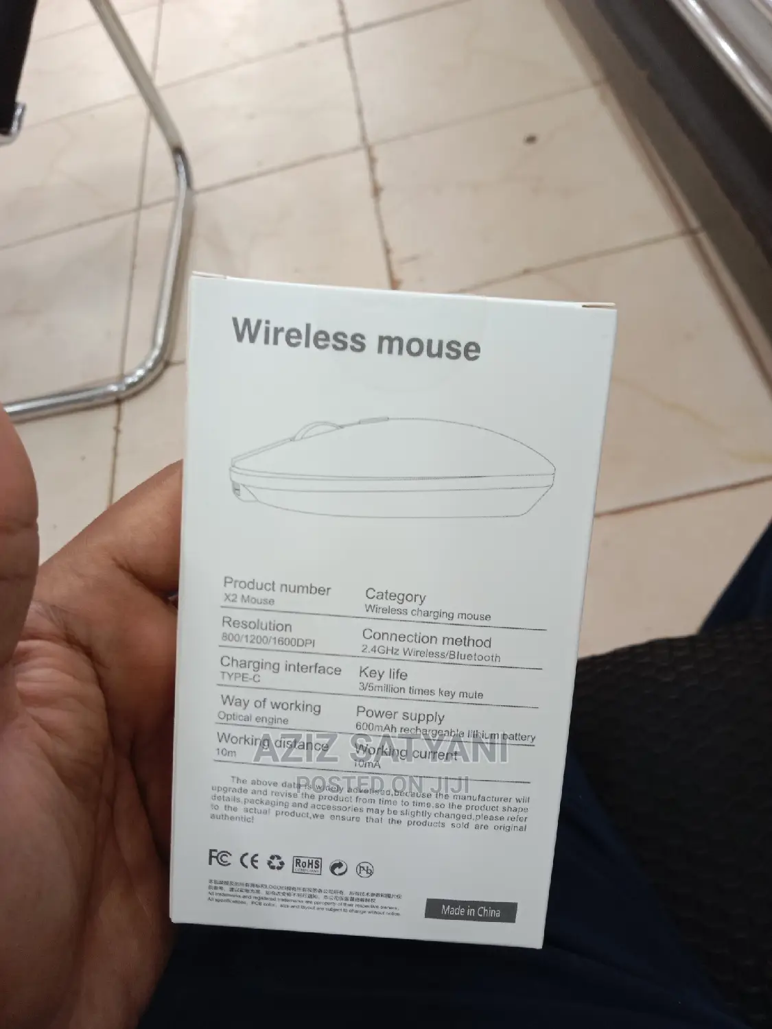 X2 Wireless Rechargeable Mouse Type C Support