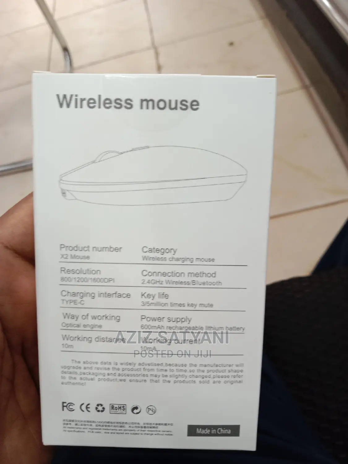 X2 Wireless Rechargeable Mouse Type C Support