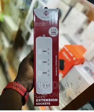 3 Way Heavy Duty Extension Cable With 3 Usb Ports - White
