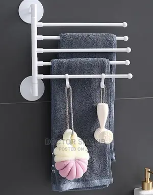 Wall Mount Towel Holder Swing Out Rack 5-Bar Hanger Stand
