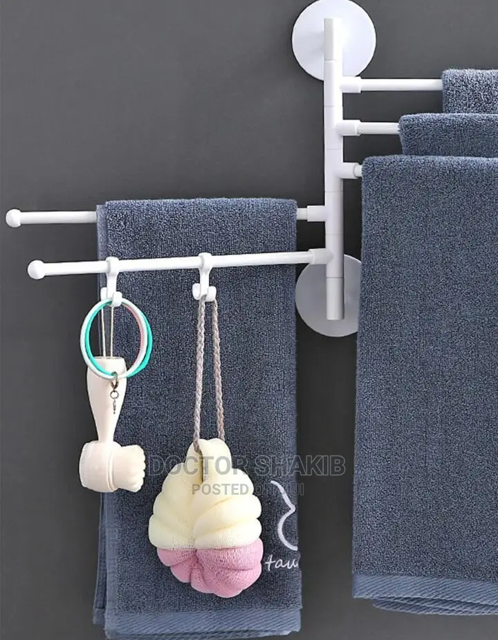 Wall Mount Towel Holder Swing Out Rack 5-Bar Hanger Stand