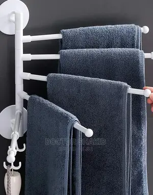 Wall Mount Towel Holder Swing Out Rack 5-Bar Hanger Stand