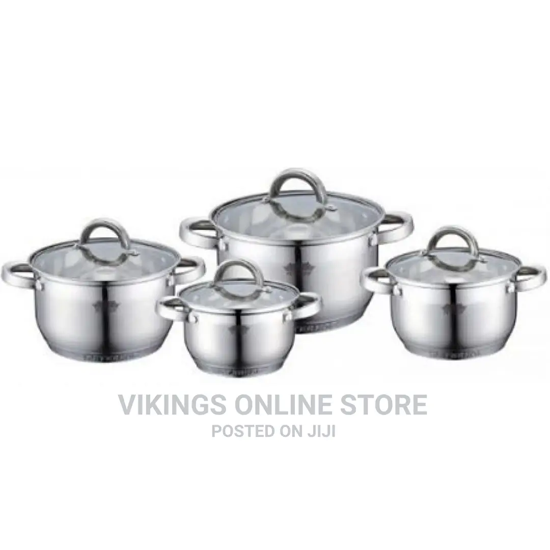 4 Piece Stainless Steel Saucepans/Cookware Pots, Silver