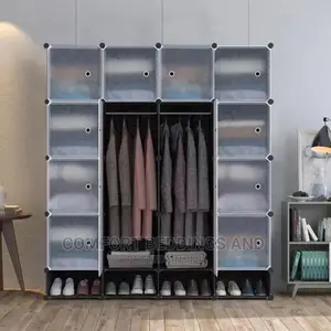 Four Column Plastic Closet Black