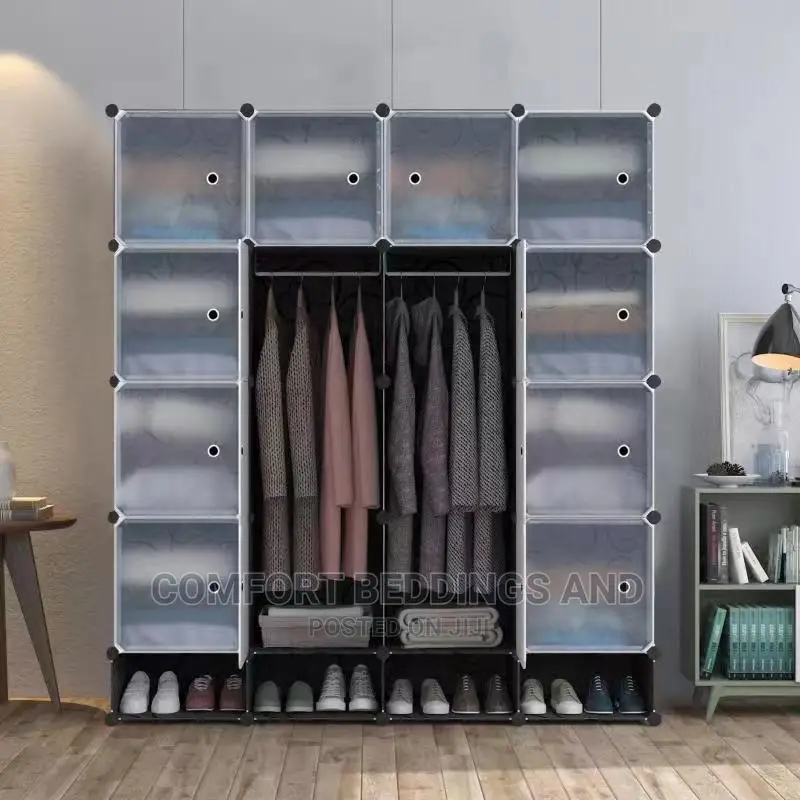Four Column Plastic Closet Black
