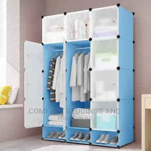Three Column Plastic Closet Blue