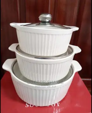 3pcs Ceramic Serving Dishes/ Soup Pot