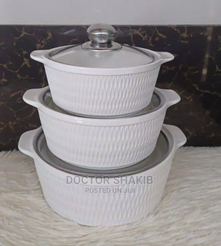 3pcs Ceramic Serving Dishes/ Soup Pot