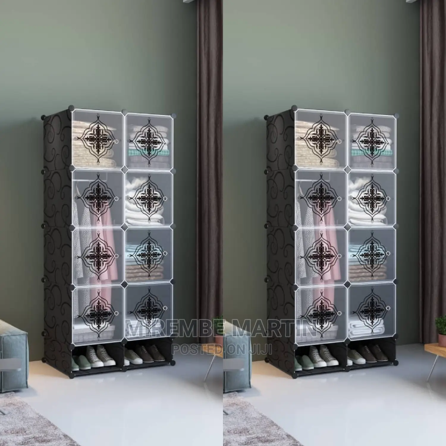 2 Column Plastic Wardrobe Color Black