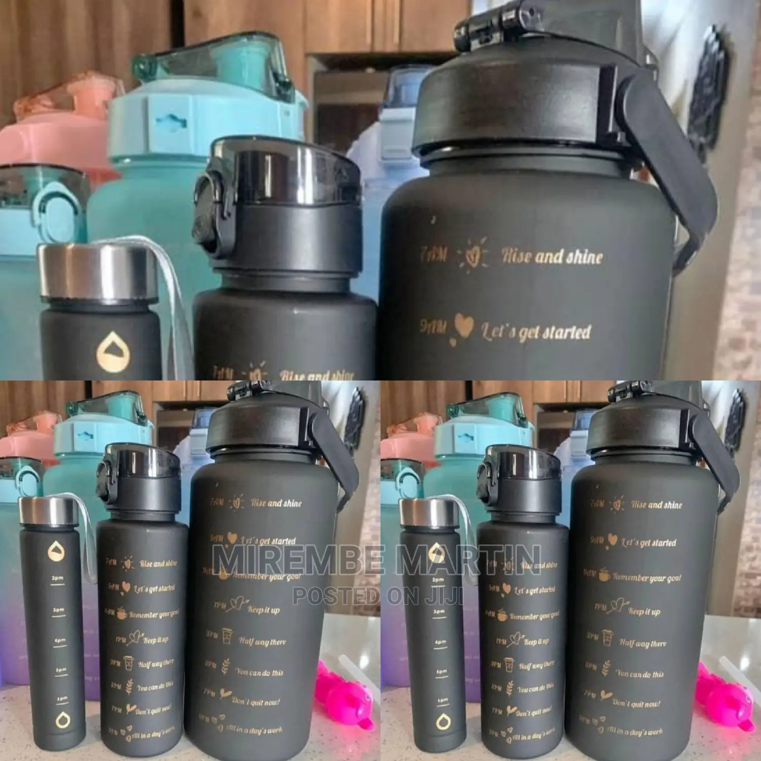 Black Travel Water Bottle Set
