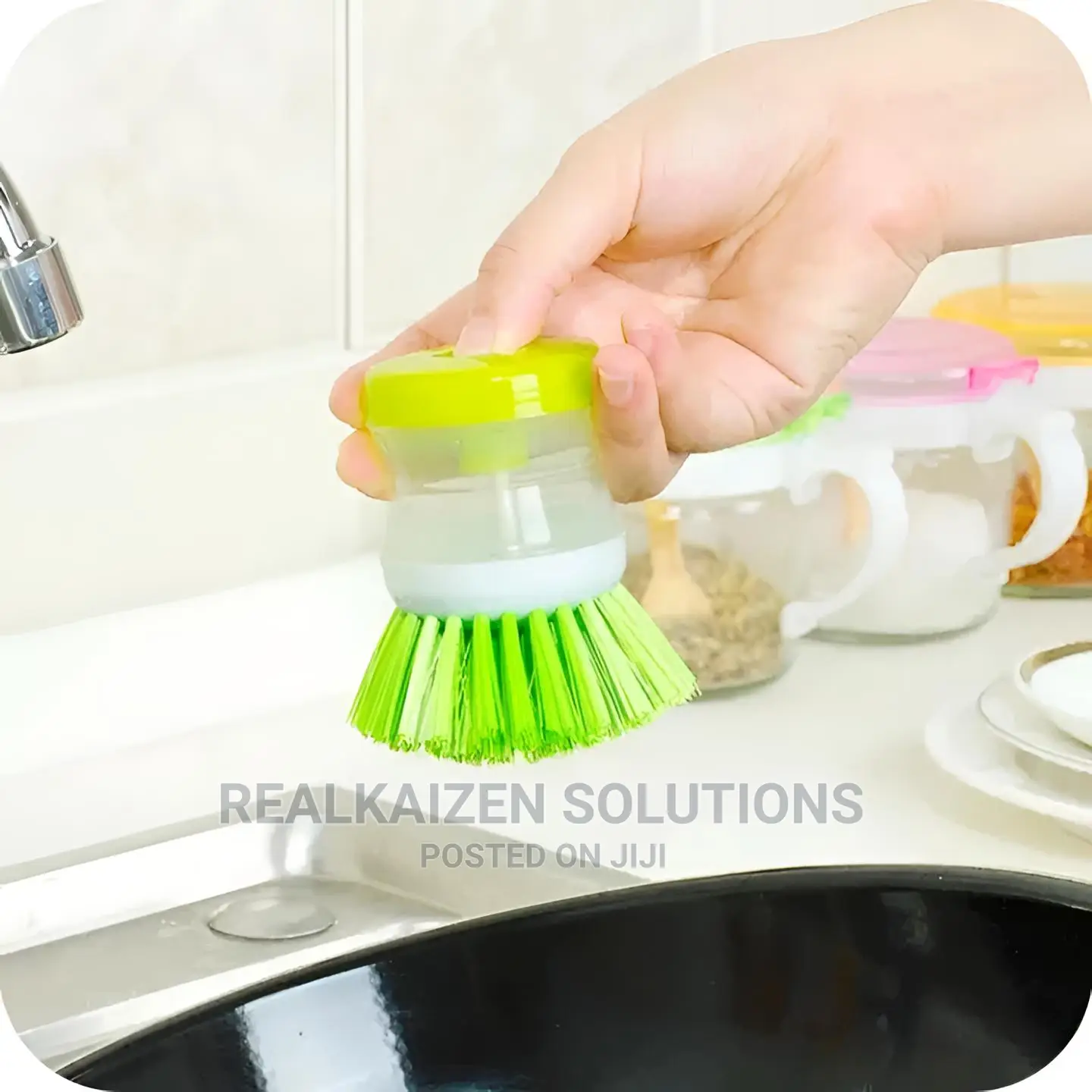 BAX Palm Dish Brush With Washing Liquid Dispenser