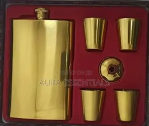 Whisky Hip Flask Set Gold