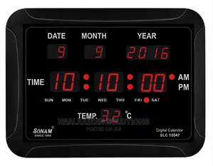 SONAM Premium Quartz Electric LED Wall Clock | Temp Display