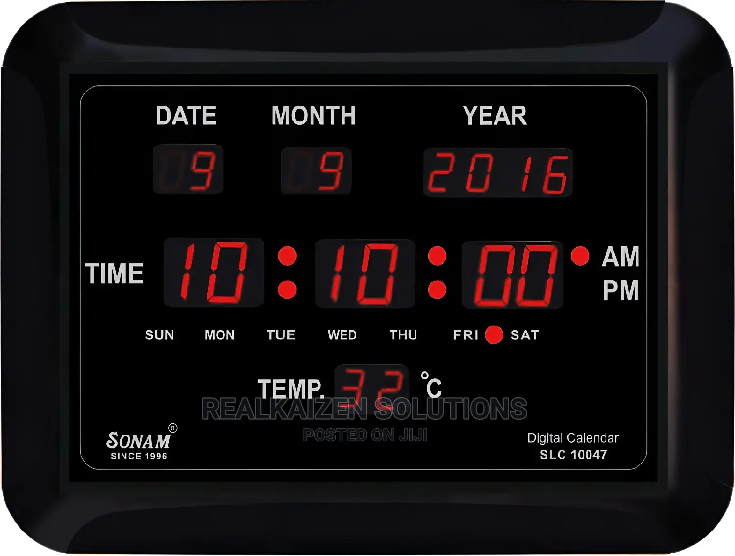 SONAM Premium Quartz Electric LED Wall Clock | Temp Display