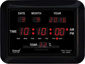 SONAM Premium Quartz Electric LED Wall Clock | Temp Display