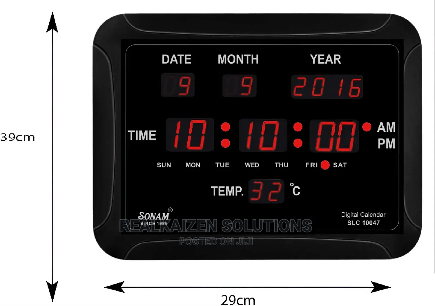 SONAM Premium Quartz Electric LED Wall Clock | Temp Display