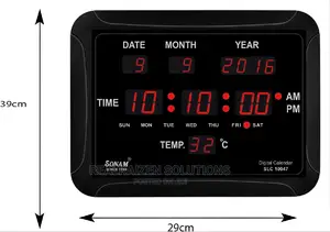 SONAM Premium Quartz Electric LED Wall Clock | Temp Display