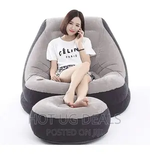 Air Seat With A Footrest Stool, Comes With A Pump-black