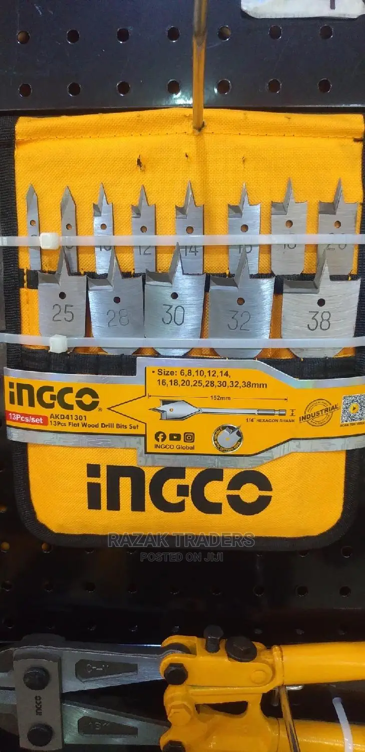 Ingco AKD41301 13PCS Flat Wood Drill Bits Set