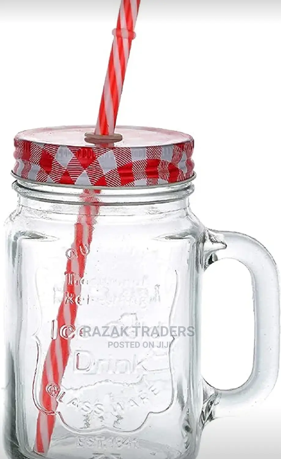 Cocktail Glass Jar Handle With Lid