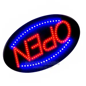 Led Open Sign for Business With a Hanging Metal Chain