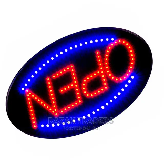 Led Open Sign for Business With a Hanging Metal Chain