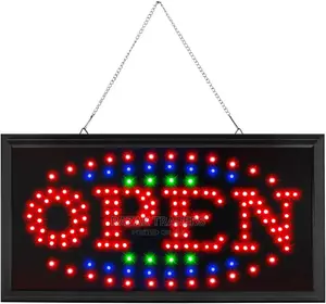 Led Open Sign for Business With a Hanging Metal Chain