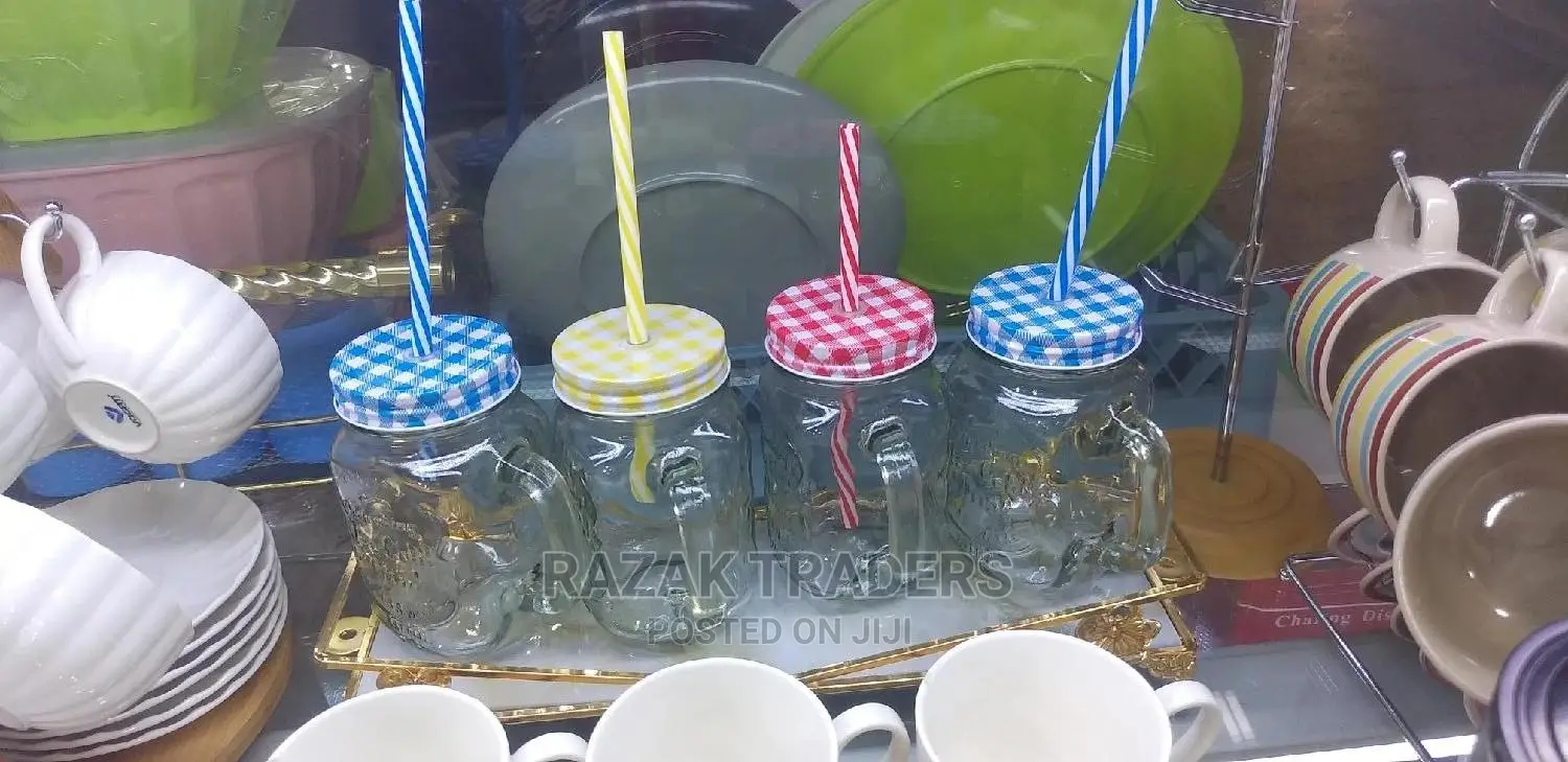 Cocktail Glass Jar Handle With Lid