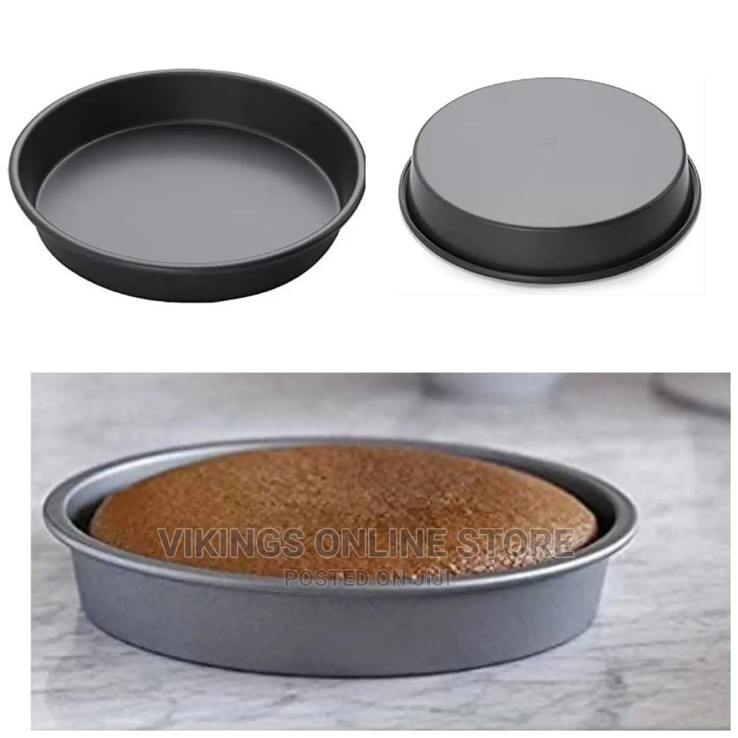 20cm Nonstick Round Cake Baking Pan Mould Tray, Black