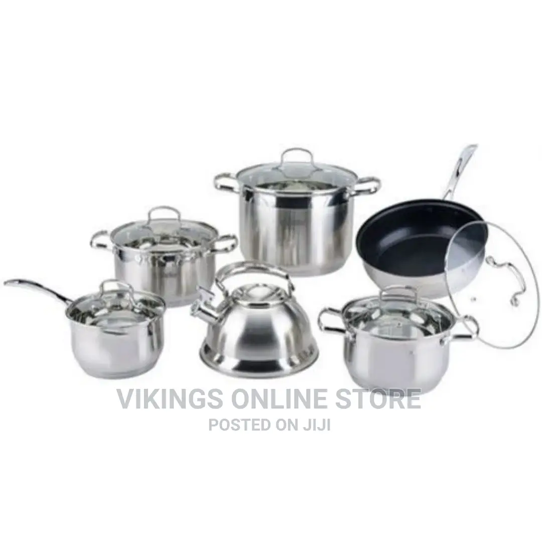 12 Piece Stainless Steel Kettle and Pots Saucepans Cookware