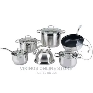 12 Piece Stainless Steel Kettle and Pots Saucepans Cookware