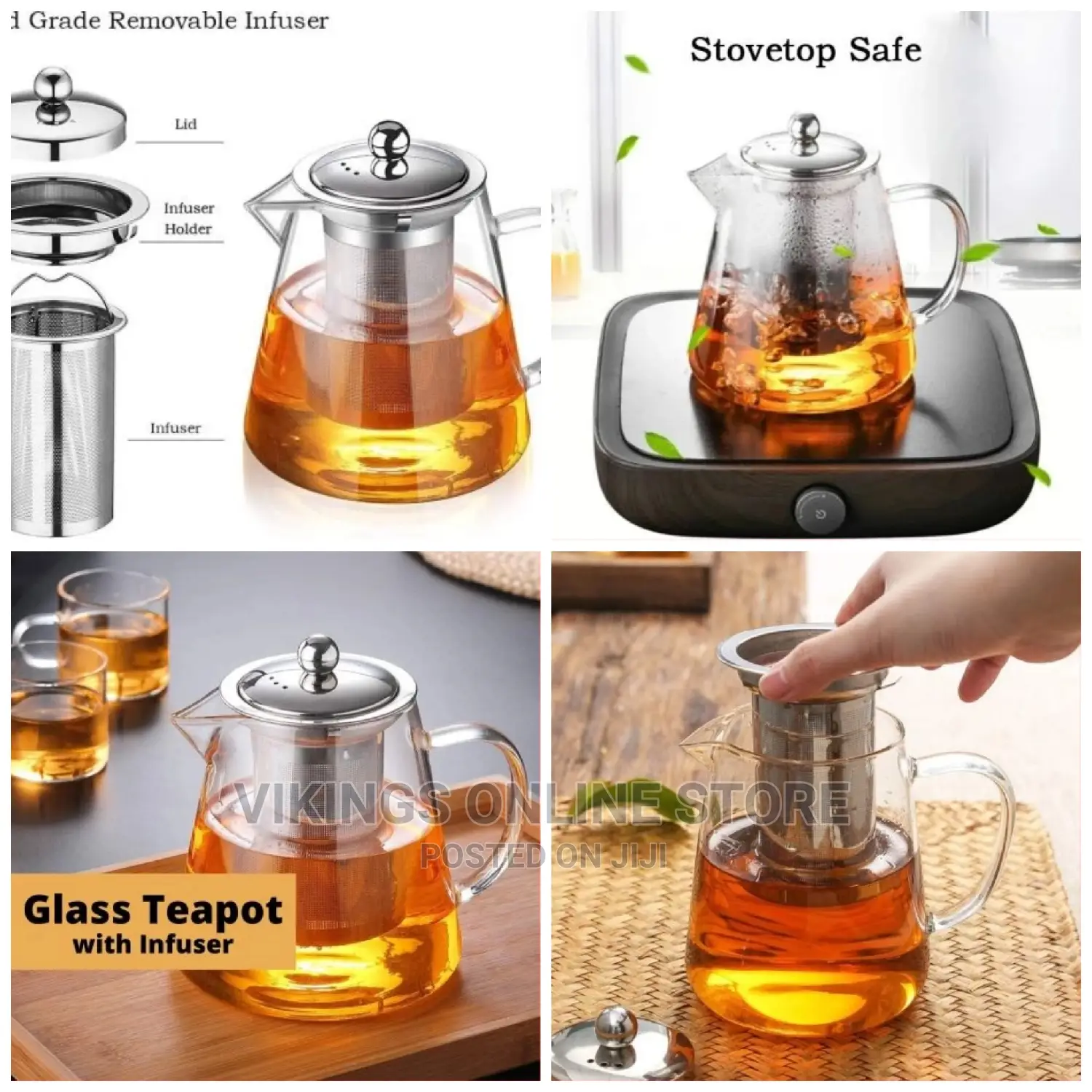 600ml Kettle Teapot With Strainer Filter Infuser-Colorless