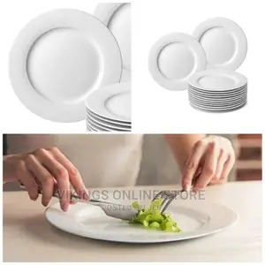 6 Inch 12-Piece Porcelain Salad, Dessert Side Plates-White