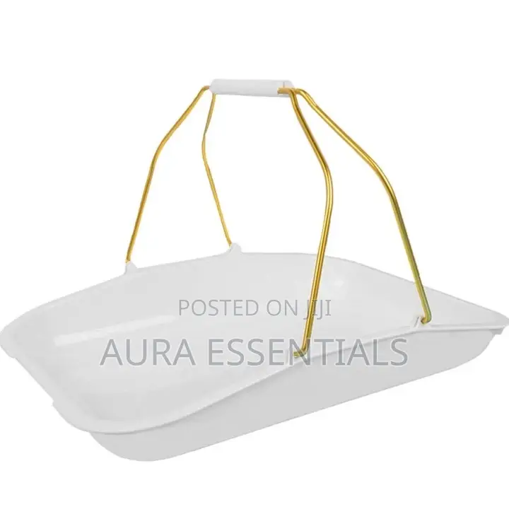 Plastic Rectangular Bread Tray With Metallic Golden Handle
