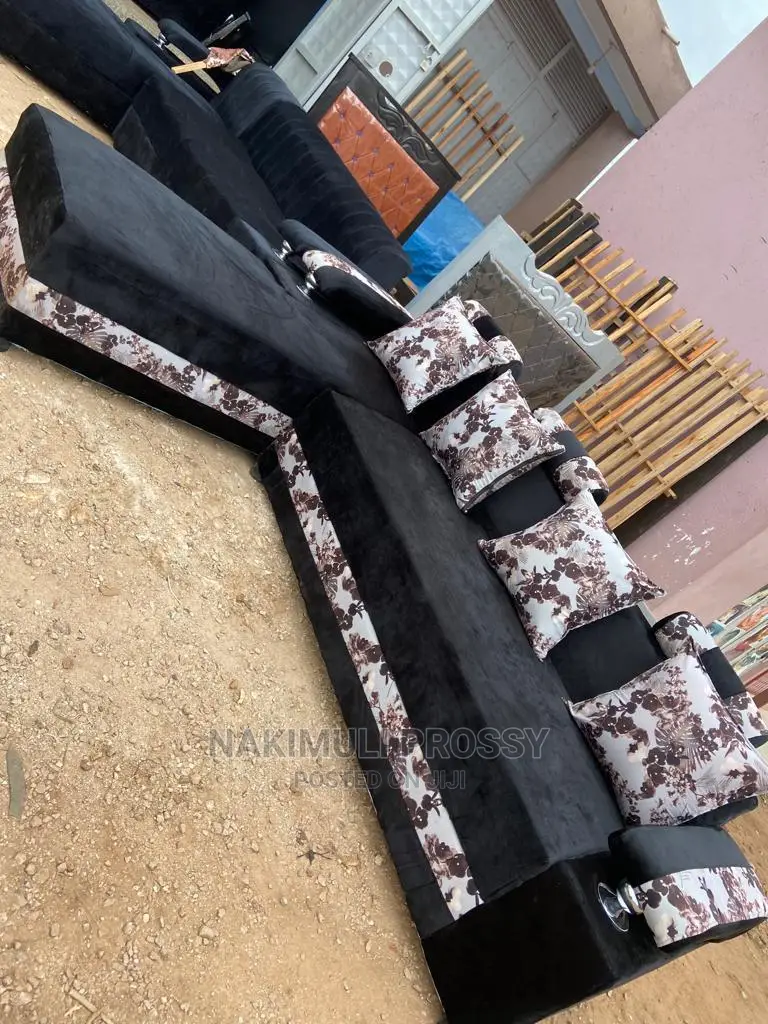 L Sofa Set 5 Seater Black