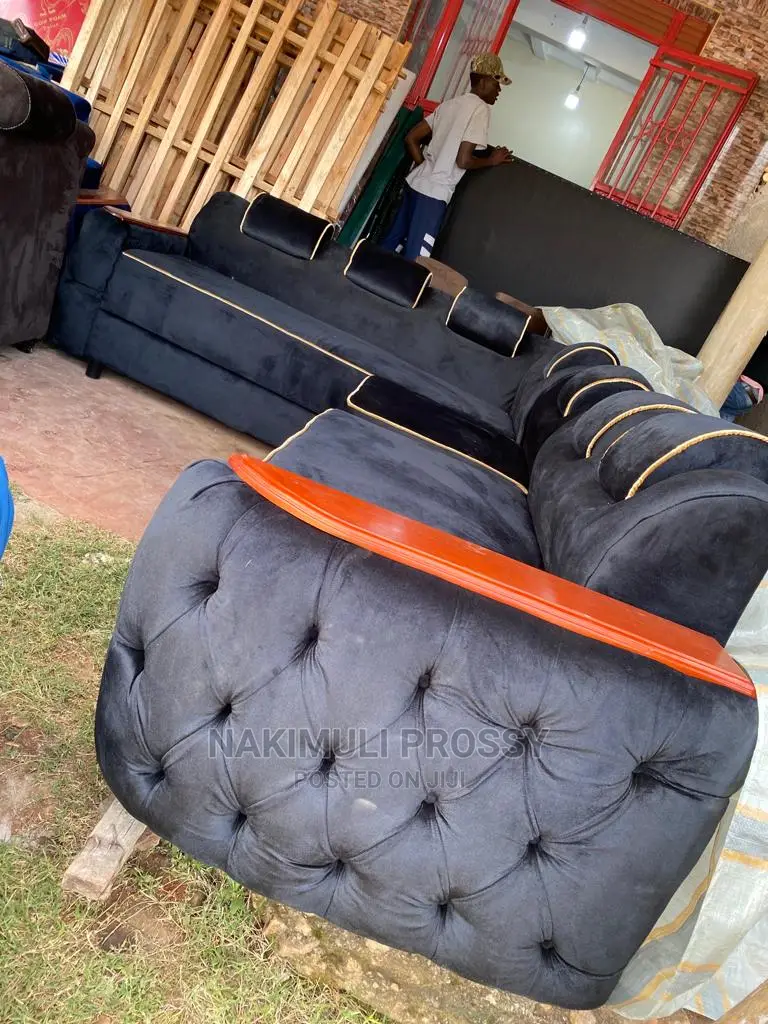 Black Sofa Set 6 Seater L