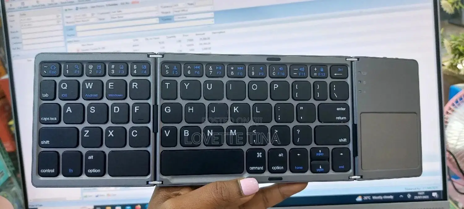 Bluetooth Rechargeable Foldable Keyboard With Touch Pad
