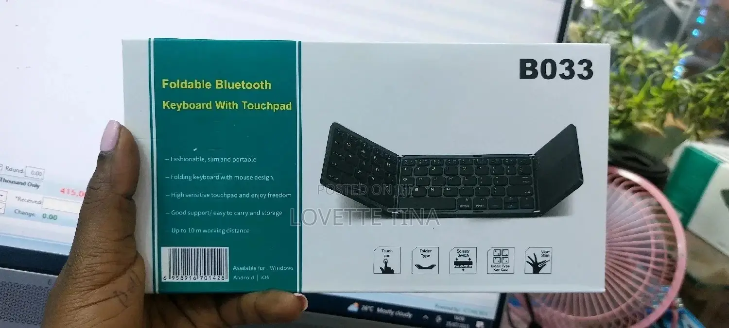 Bluetooth Rechargeable Foldable Keyboard With Touch Pad