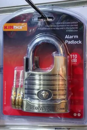 Kinbar Alarm Siren Padlock 70mm - Metallic, With a Guard