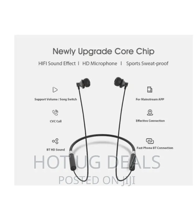 Lenovo Neckband Wireless Bluetooth Neckband Magnetic - Black