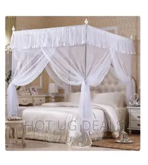 6x6 Flat Mosquito Net With Metal Stands - White