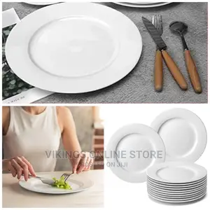 7 Inch 12-Piece Salad Dinner Serving Plates-White
