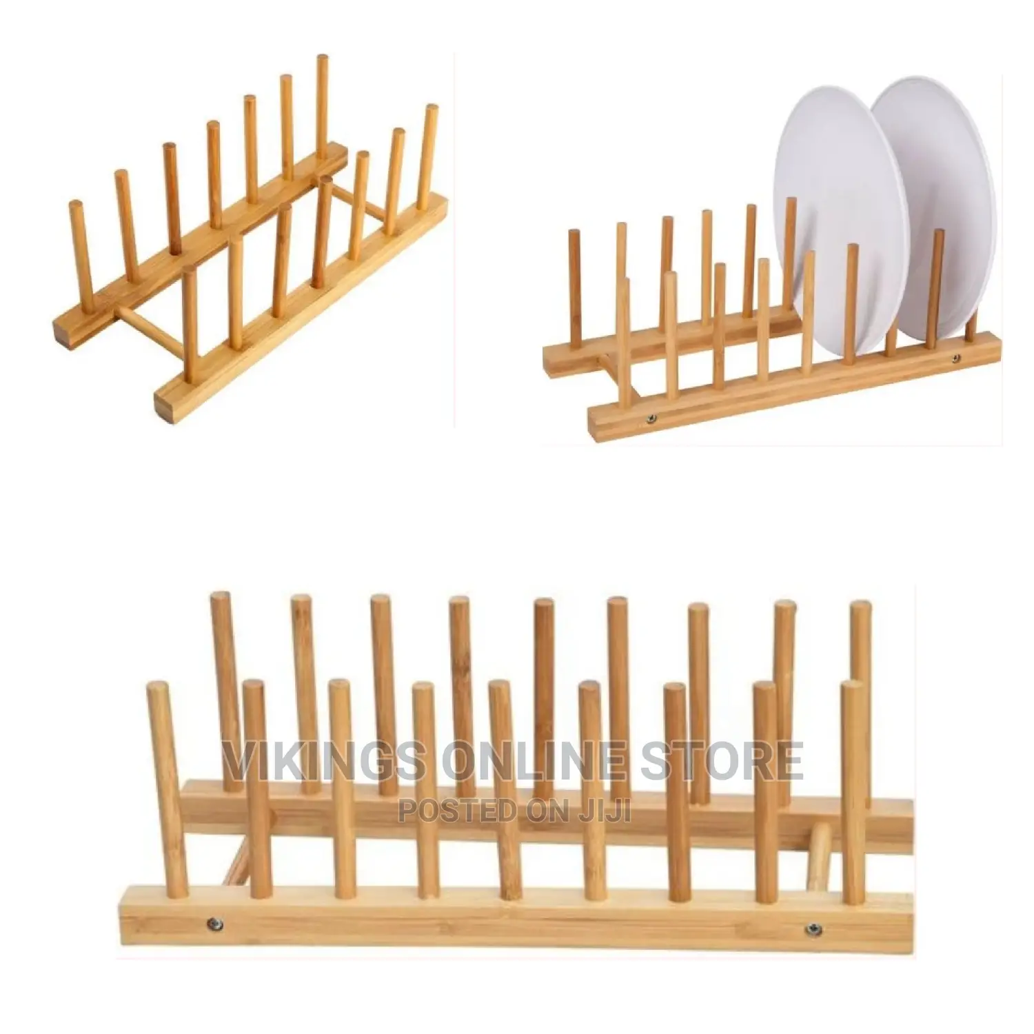 Multi-Purpose Bamboo Plate Holder and Pot Lid Organizer
