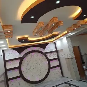 Warm Light Gypsum Ceiling and Tv Unit Wall