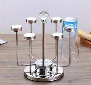 Rotating Stainless Steel Glass Holder Rack