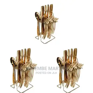 Gold Spoon and Fork Holder